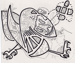 "010" subliminal pen and ink drawing in the "Freaky Faces" series by John E. Pendleton