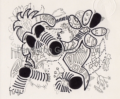 "048" subliminal art pen and ink drawing in the "Freaky Faces" series by John E. Pendleton